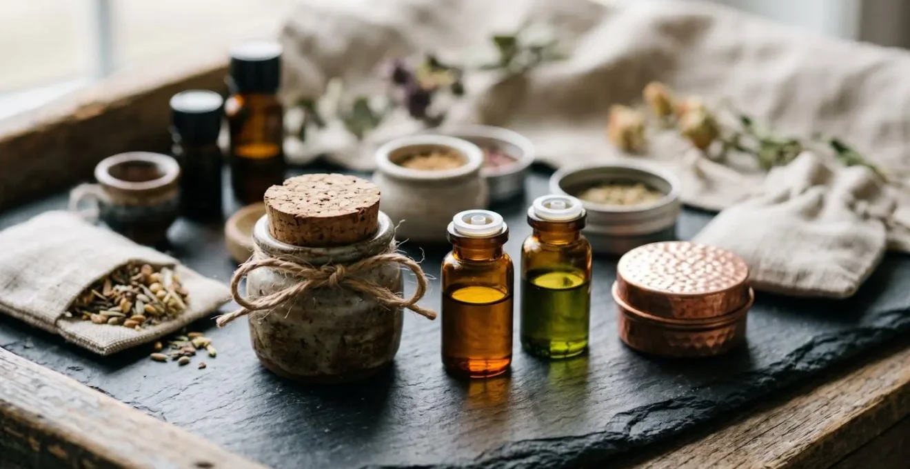 Coffret de découverte soigneusement composé avec échantillons artisanaux disposés avec intention et expertise