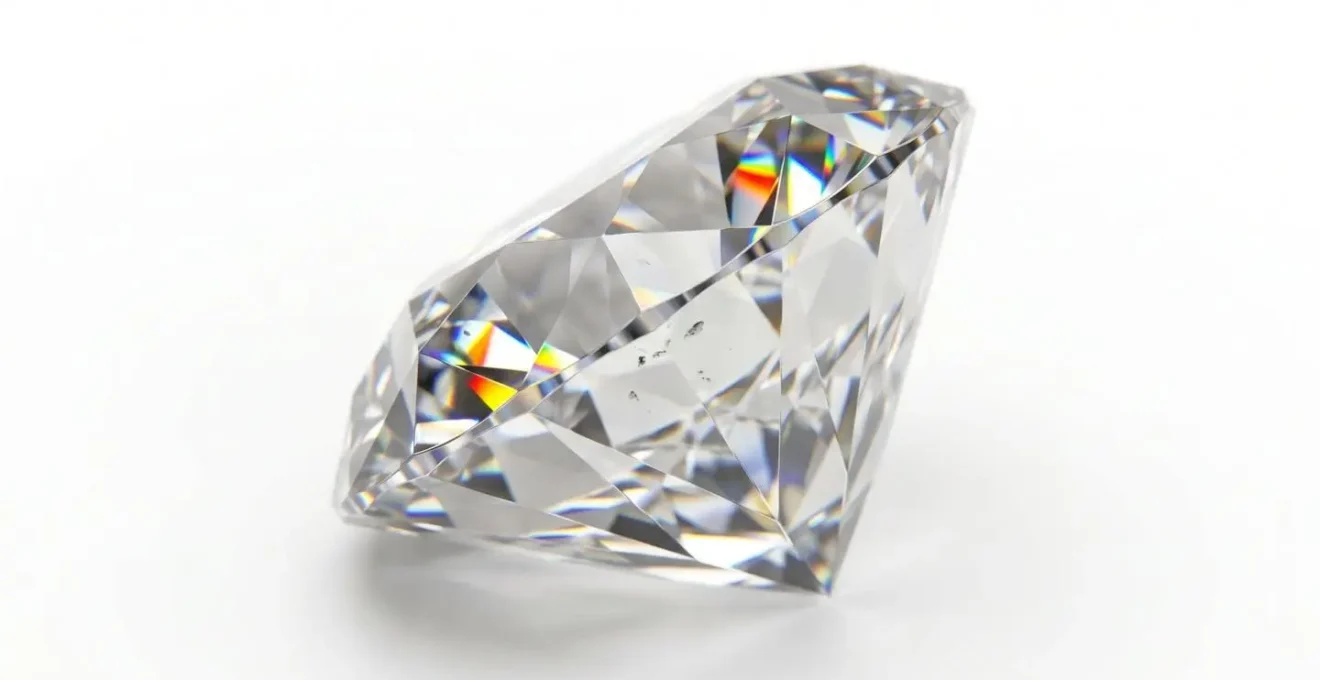 Gros plan macro sur un diamant taillé capturant la réfraction de la lumière à travers ses facettes cristallines