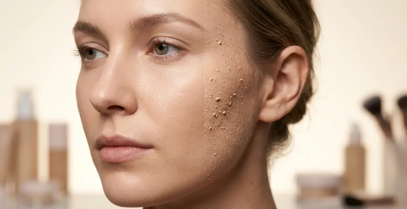 Application de fond de teint révélant un effet de peluchage sur base siliconée