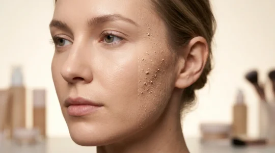 Application de fond de teint révélant un effet de peluchage sur base siliconée