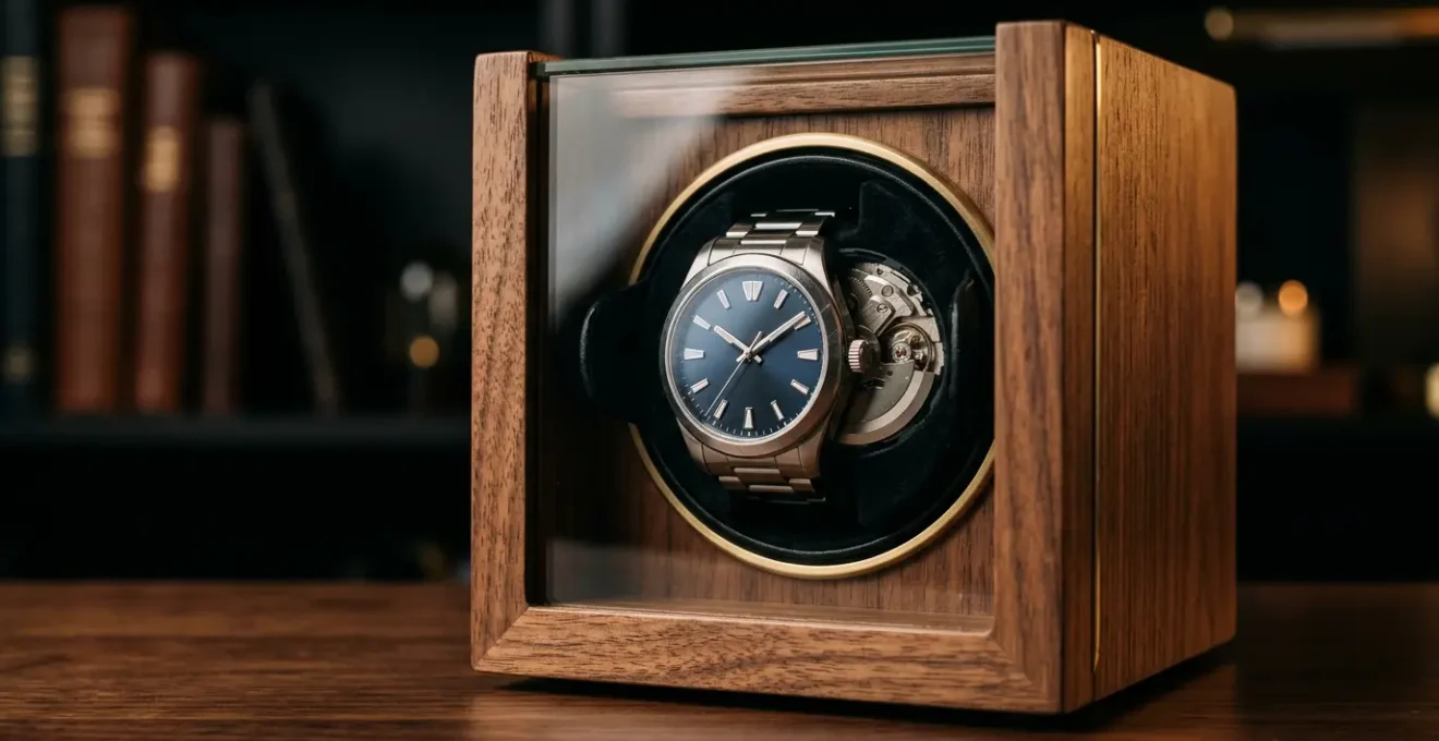 Remontoir de montre automatique de luxe avec mouvement horloger visible