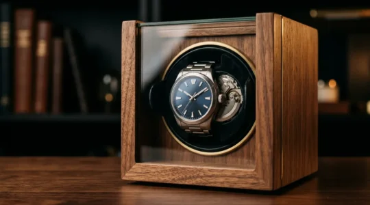 Remontoir de montre automatique de luxe avec mouvement horloger visible